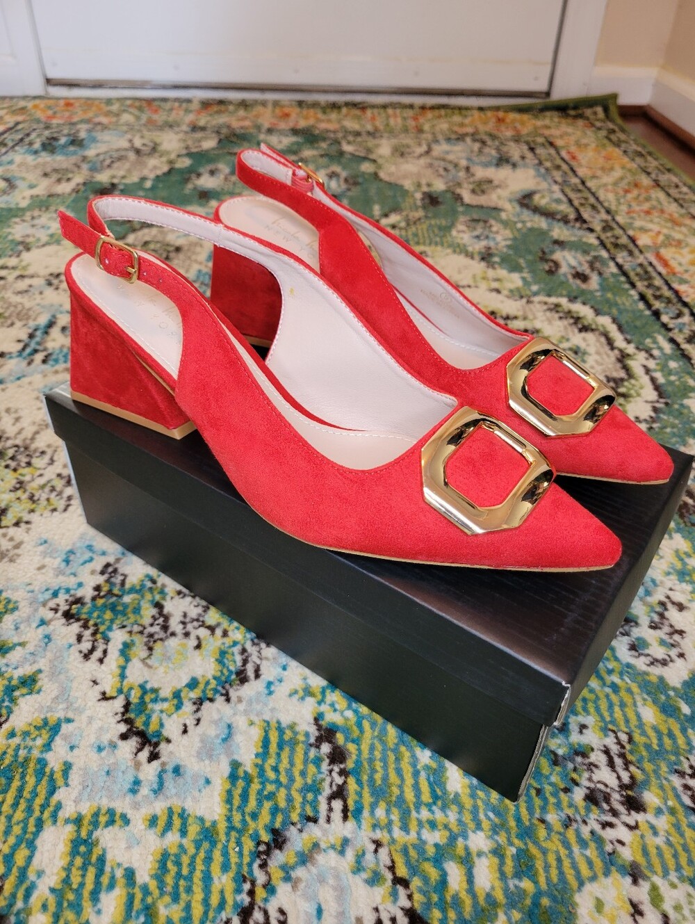 Nicole Miller Melrose Pointed Closed Toe Block Heel Pump, Size Womens 9 NEW